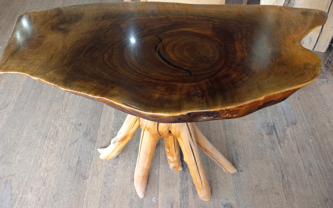 Black Walnut Table with Cherry Root Base