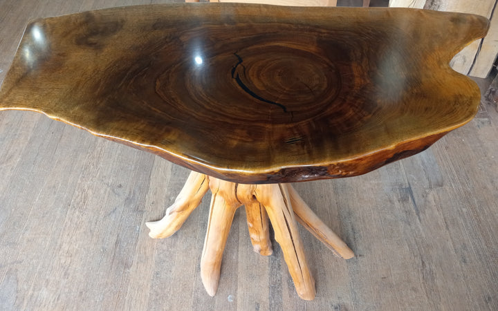 Black Walnut Table with Cherry Root Base